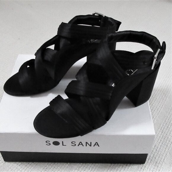 sz 7 new SOL SANA Gabby satin leather heels sandals - Picture 5 of 12